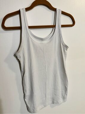 aerie White Ribbed Tank - Scoop Neck Women's Tank